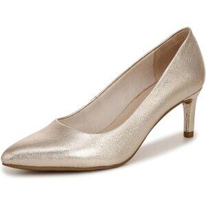 LifeStride Womens Platino Gold Metallic Polyurethane (PU) Alexis Point Toe Pump